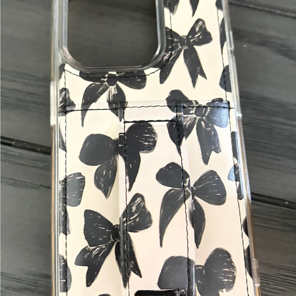 Walli White Phone Case with Black Bow Print- iPhone 15 pro